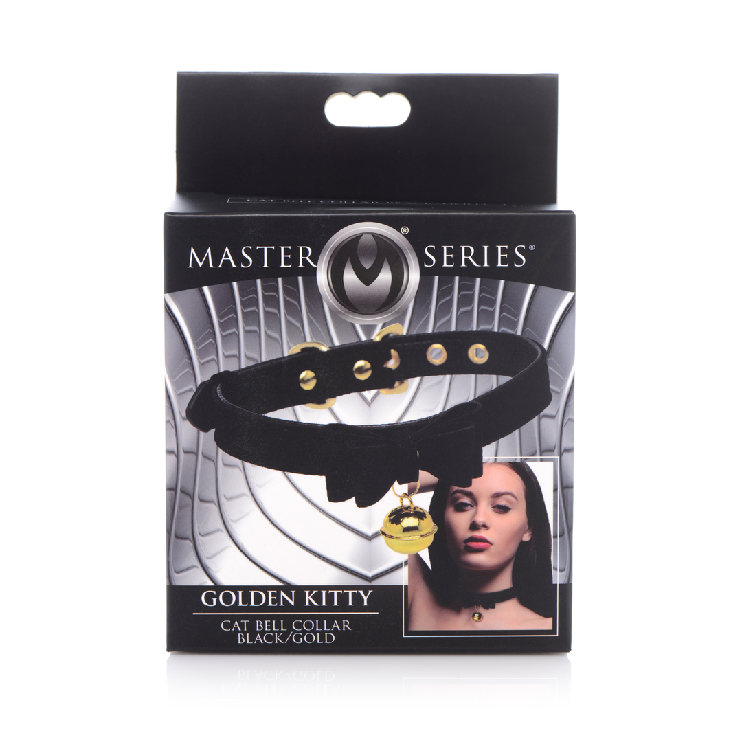 Xr brands Gouden Kitty - Kat Belhalsband - Zwart/Goud (848518037572)