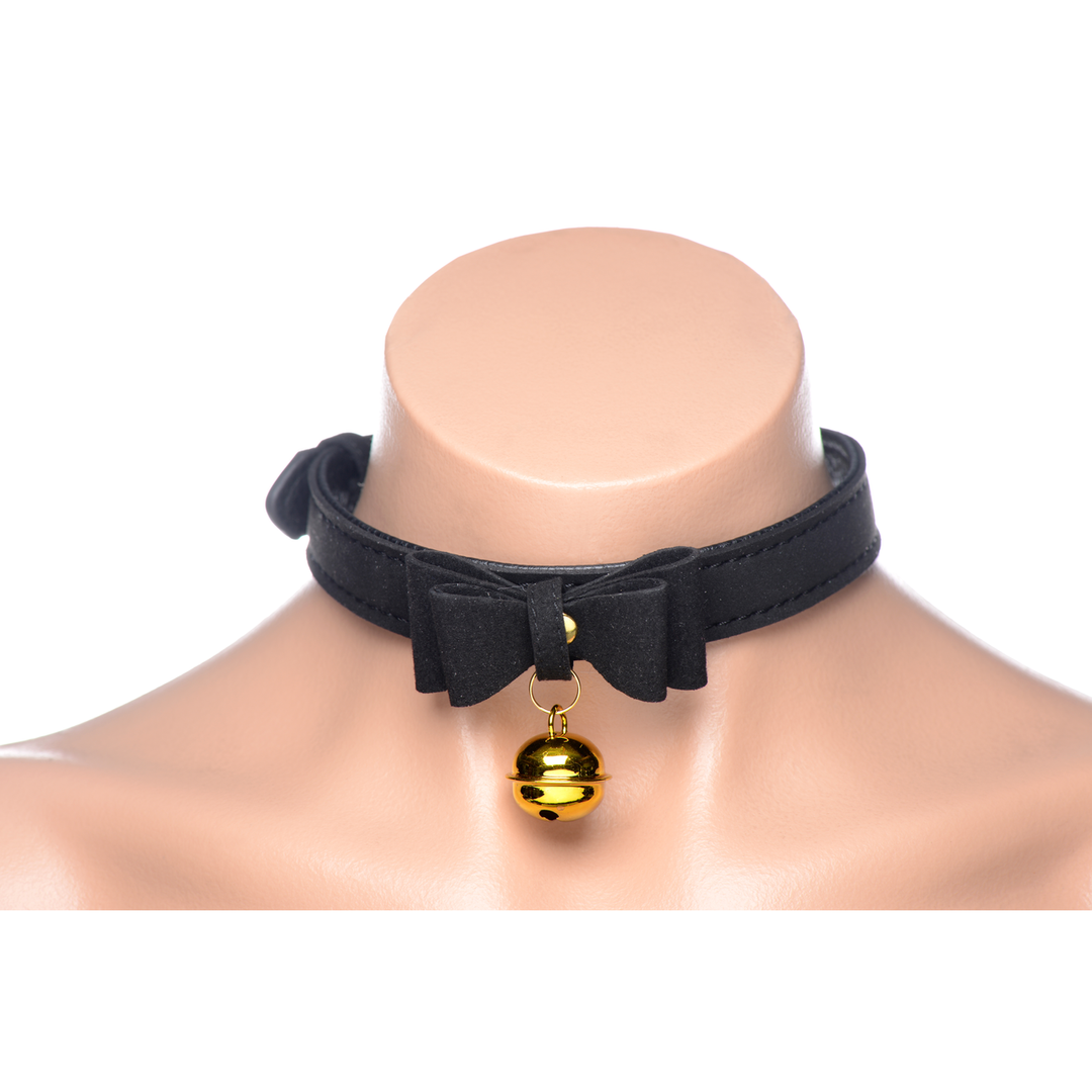 Xr brands Gouden Kitty - Kat Belhalsband - Zwart/Goud (848518037572)