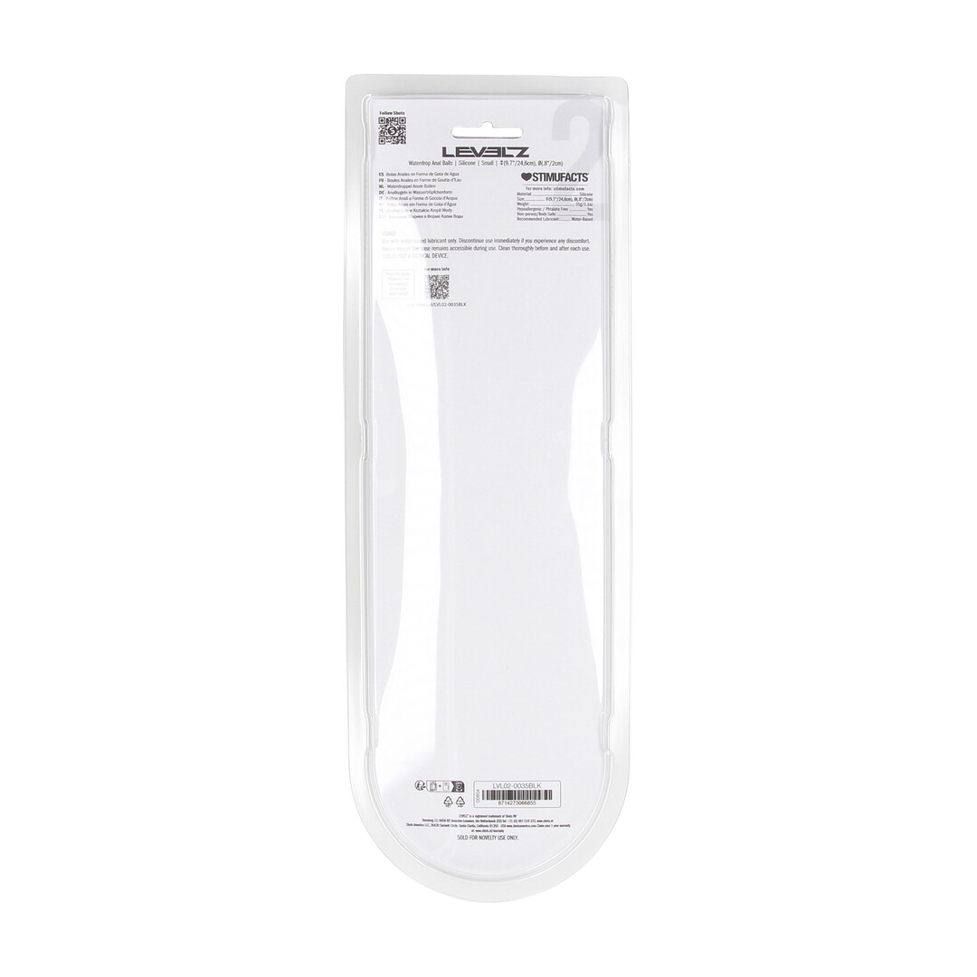 Levelz by shots Waterdrop Siliconen Anale Ballen - S - 20mm - Zwart (8714273066855)