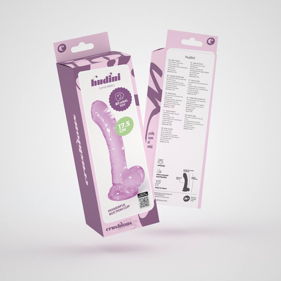 Crushious Hudini - Jelly Flexibele Anale Dildo - 6,9/ 17,5 cm - Paars (7403254158818)