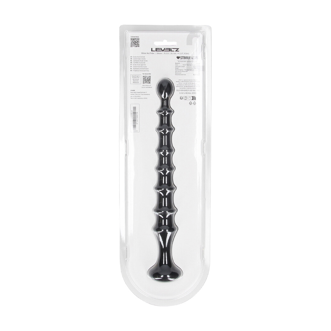 Levelz by shots Geribbelde Siliconen Flared Anale Probe - Zwart (8714273066756)