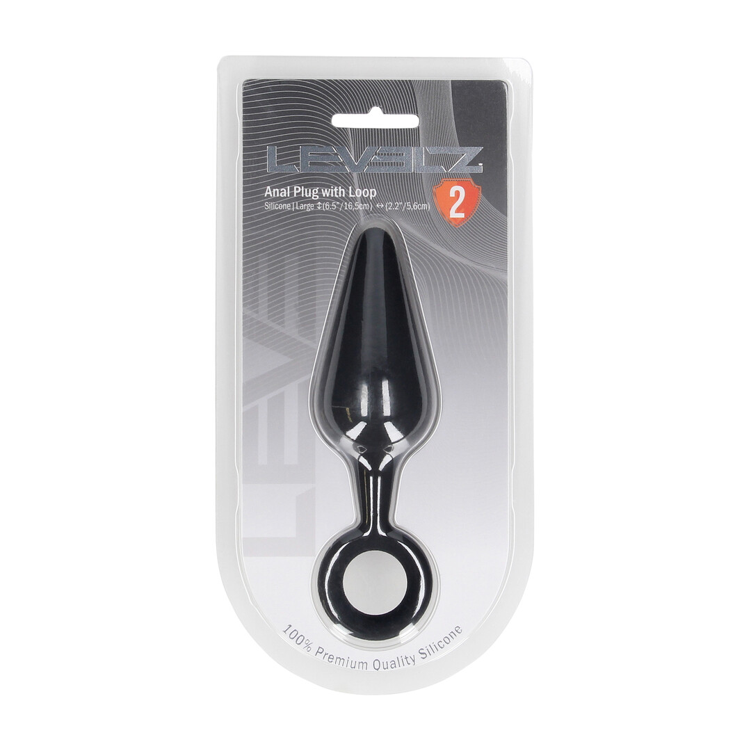Levelz by shots Siliconen Anale Plug met Lus - L - Zwart (8714273064967)