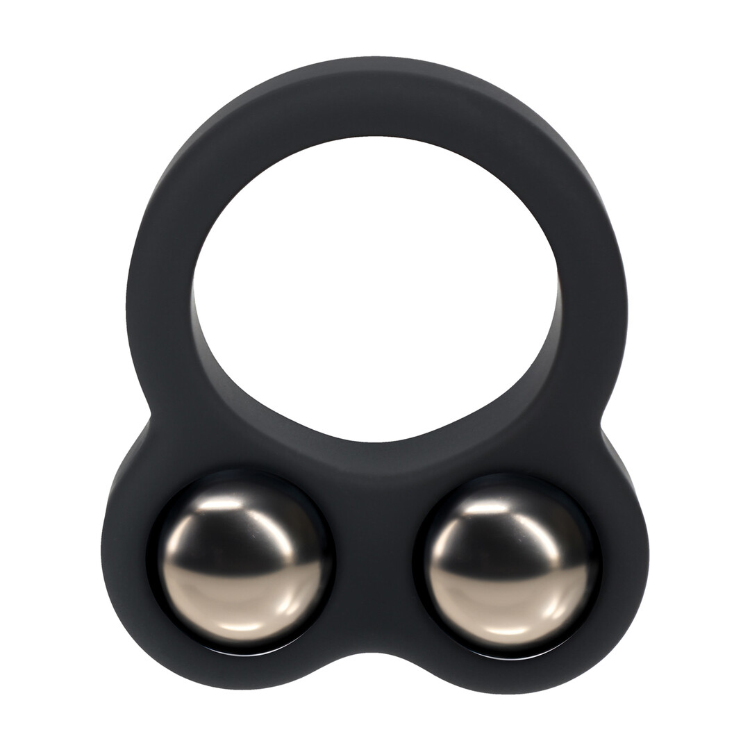 Levelz by shots Vloeibare Siliconen Dubbel Gewogen Bal Cockring - Zwart (8714273063892)
