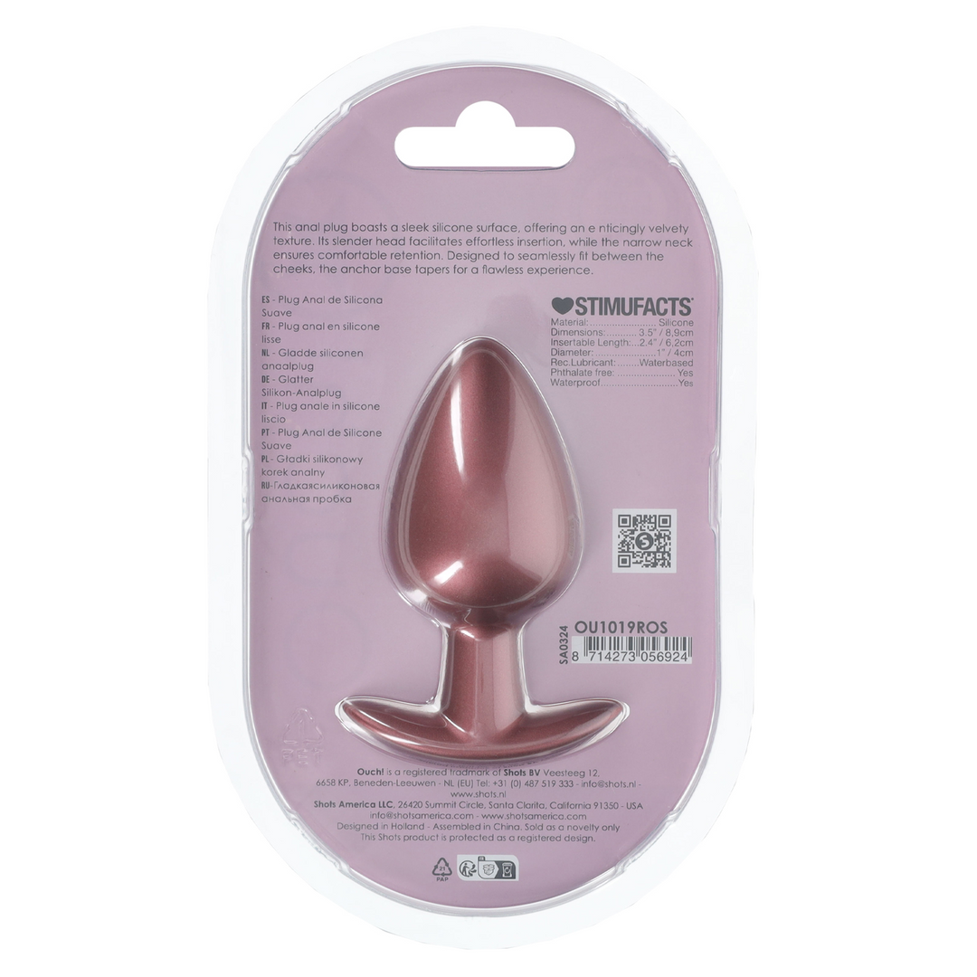 Ouch! by shots Gladde Siliconen Anale Plug - Groot - 3,5 / 8,9 cm - Roségoud (8714273056924)