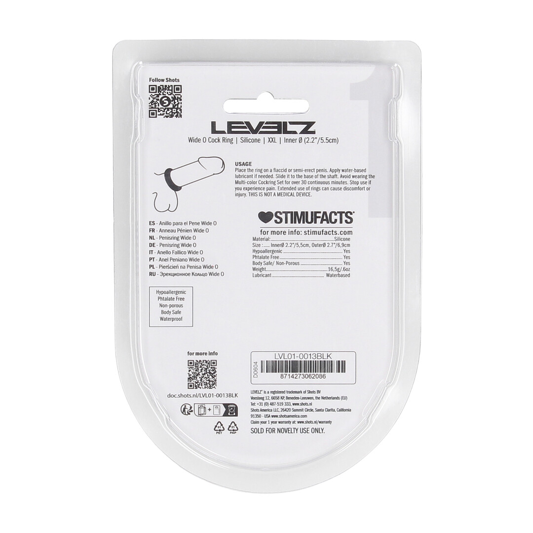 Levelz by shots Wide O Silicone Cockring - XXL - 55mm - Zwart (8714273062086)
