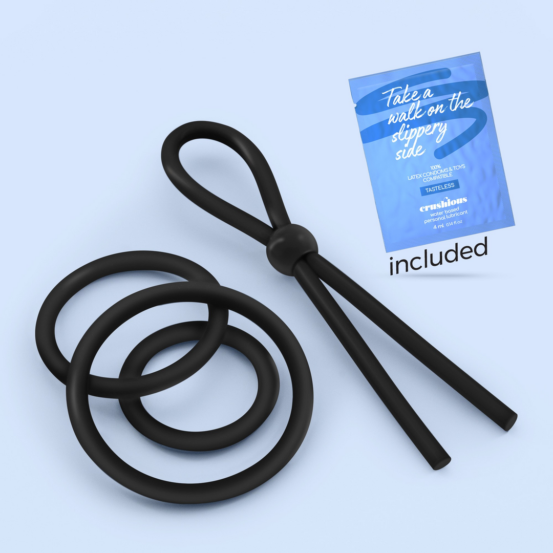 Crushious Daltons - Siliconen Cockring Set - Zwart (7403254150324)