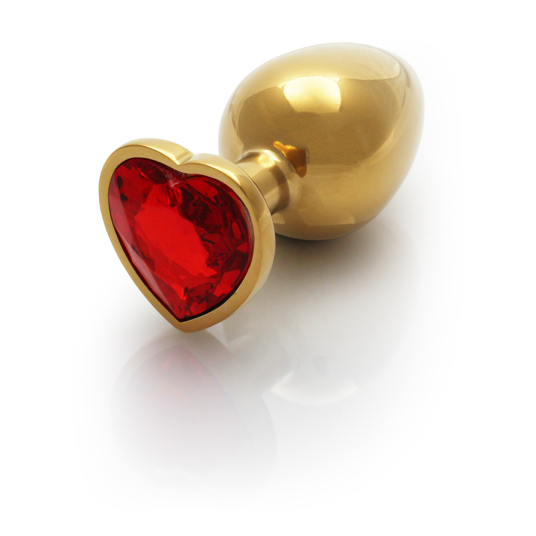 Ouch! by shots Hart Edelhart Buttplug - Groot - Goud/Ruby Rood (8714273493064)