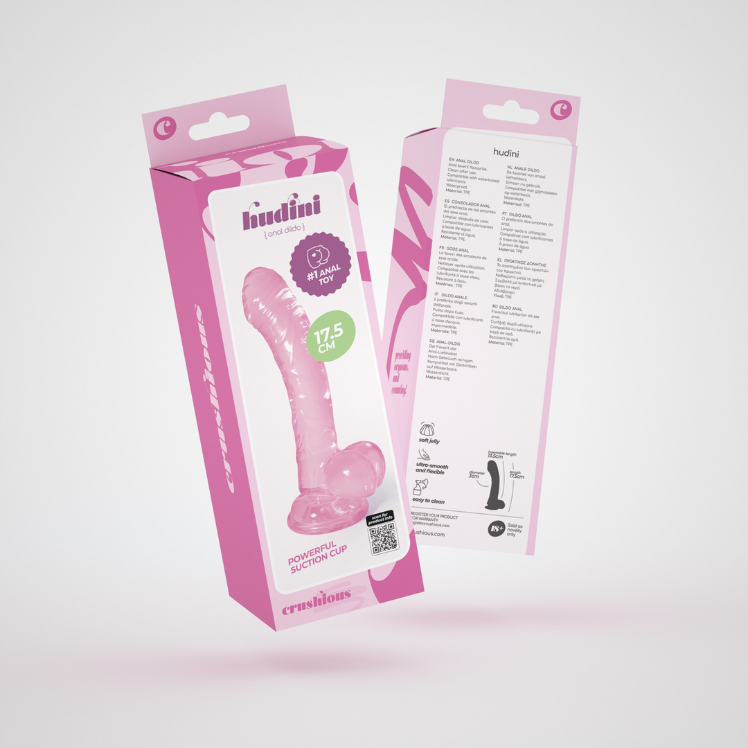 Crushious Hudini - Jelly Flexibele Anale Dildo - 6,9/ 17,5 cm - Roze (7403254158801)
