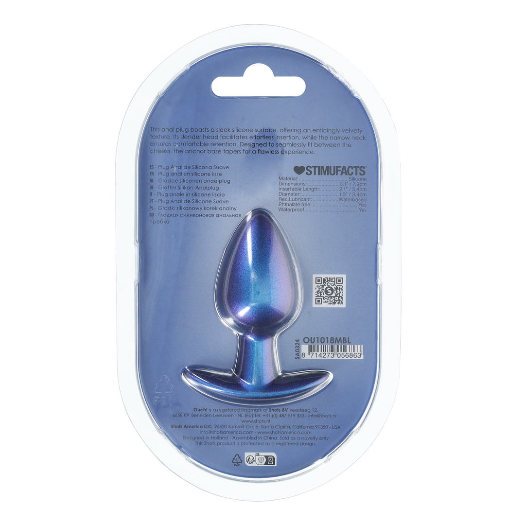 Ouch! by shots Geleidelijke Silicone Anale Plug - Medium - 3.1 / 7,9 cm - Metallic Blauw (8714273056863)