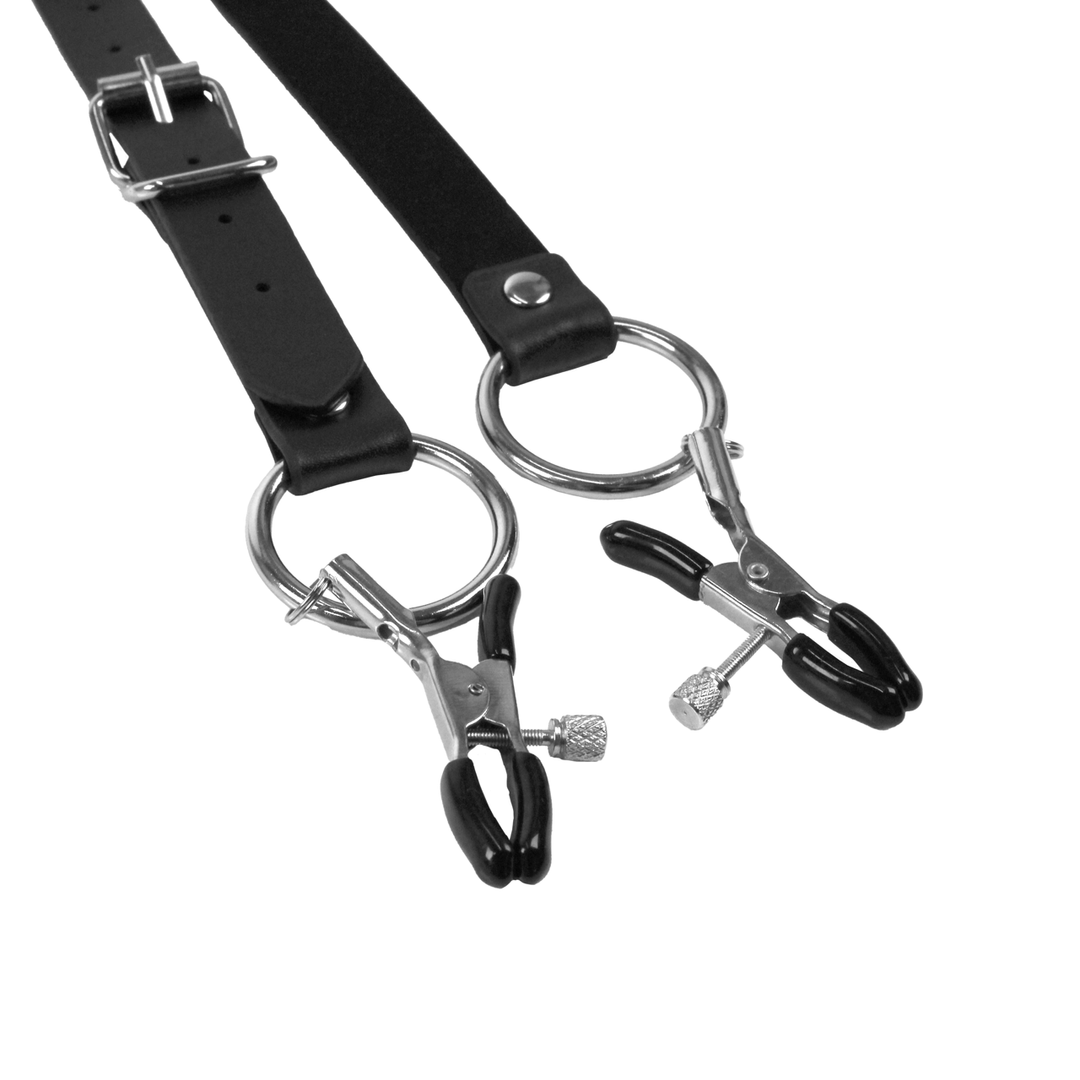 Ouch! by shots Labia Spreader met Klemmen - Zwart (8714273051004)