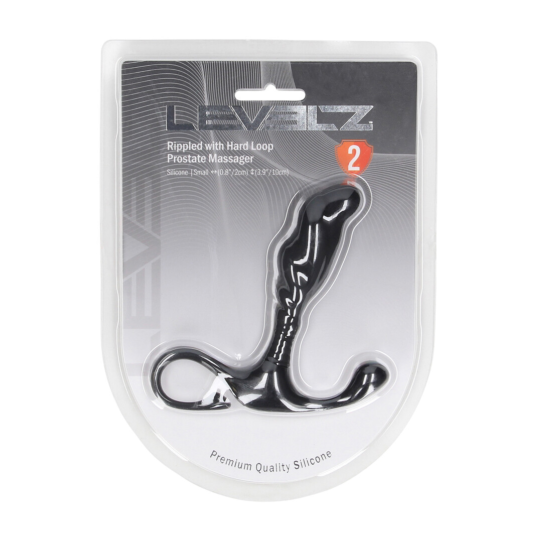 Levelz by shots Geribbelde Hard Loop Silicone Prostaat Massager - S - Zwart (8714273066473)