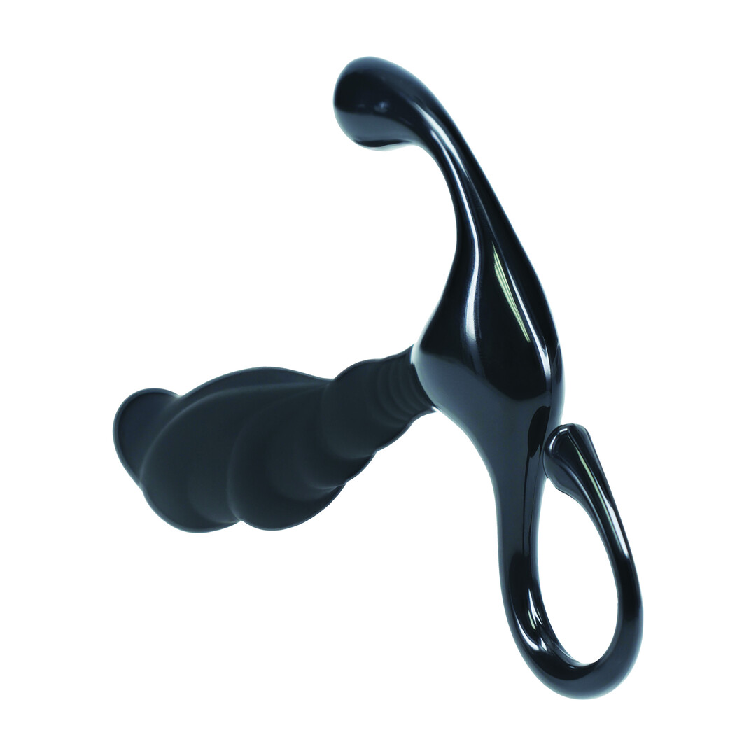 Levelz by shots Geribbelde Hard Loop Silicone Prostaat Massager - S - Zwart (8714273066473)