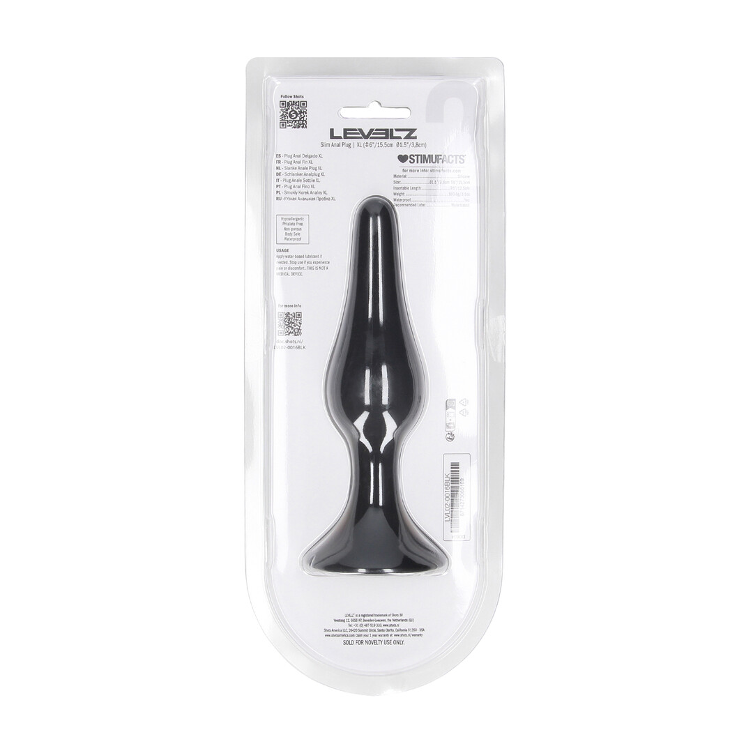 Levelz by shots Slim Siliconen Anale Plug - XL - Zwart (8714273066169)