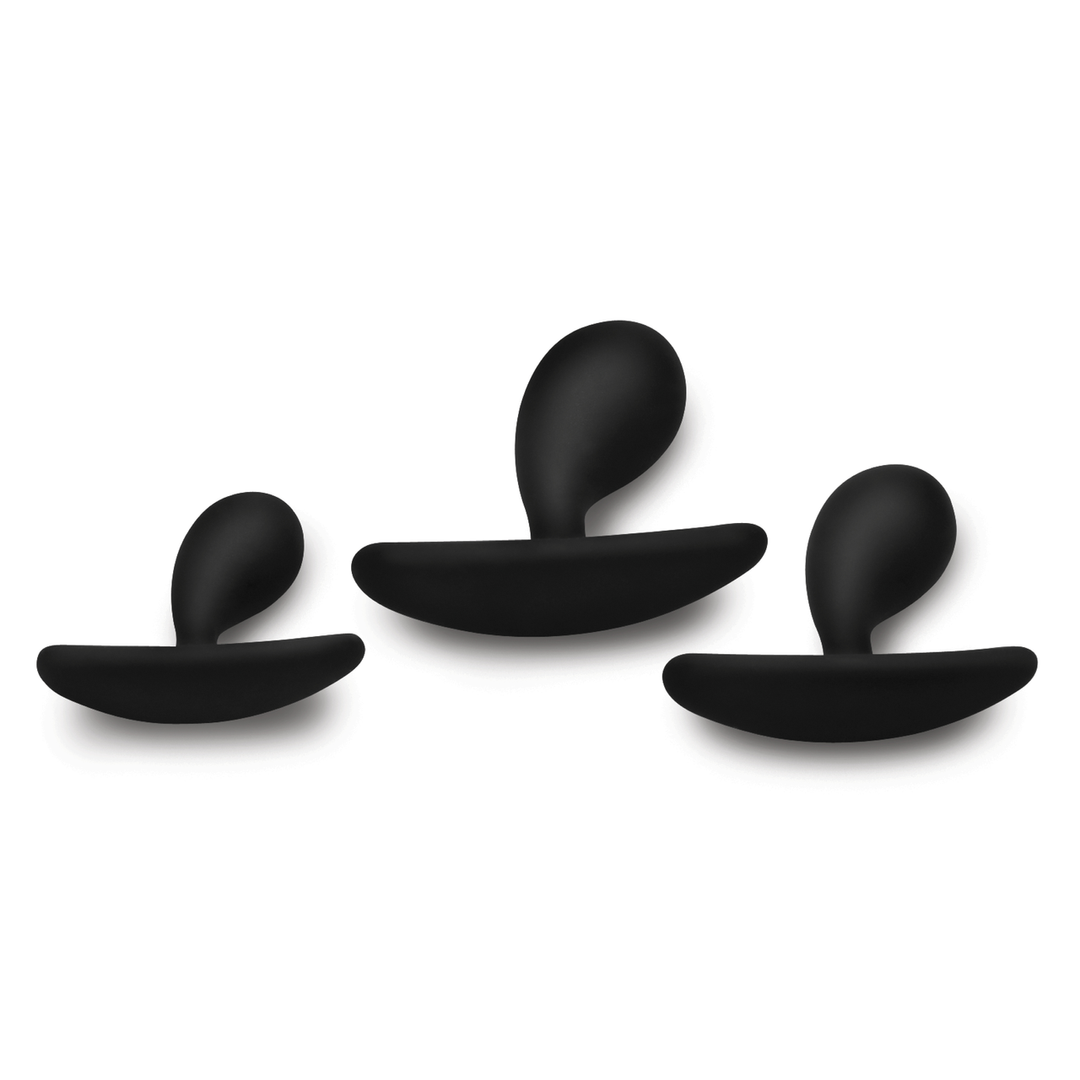 Xr brands Dark Droplets - 3-delige Gebogen Anale Trainer Set - Zwart (848518036674)