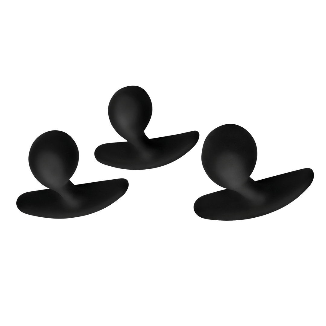 Xr brands Dark Droplets - 3-delige Gebogen Anale Trainer Set - Zwart (848518036674)