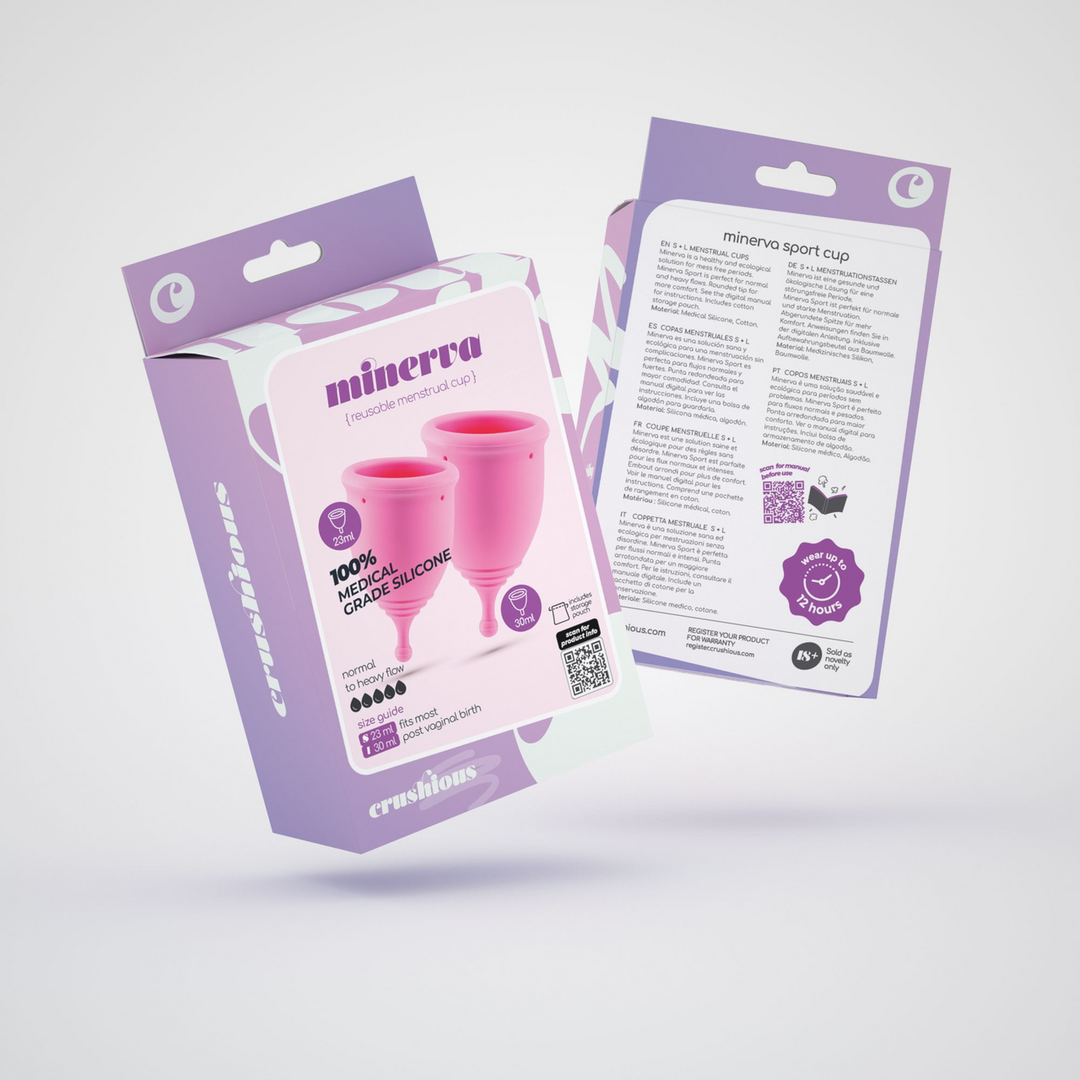 Crushious Minerva - Menstruatiecups met Zak - S en L - Roze (7403254157408)