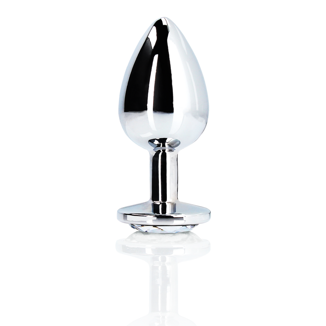 Ouch! by shots Ronde Gem Butt Plug - Medium - Zilver/Diamant (8714273533630)