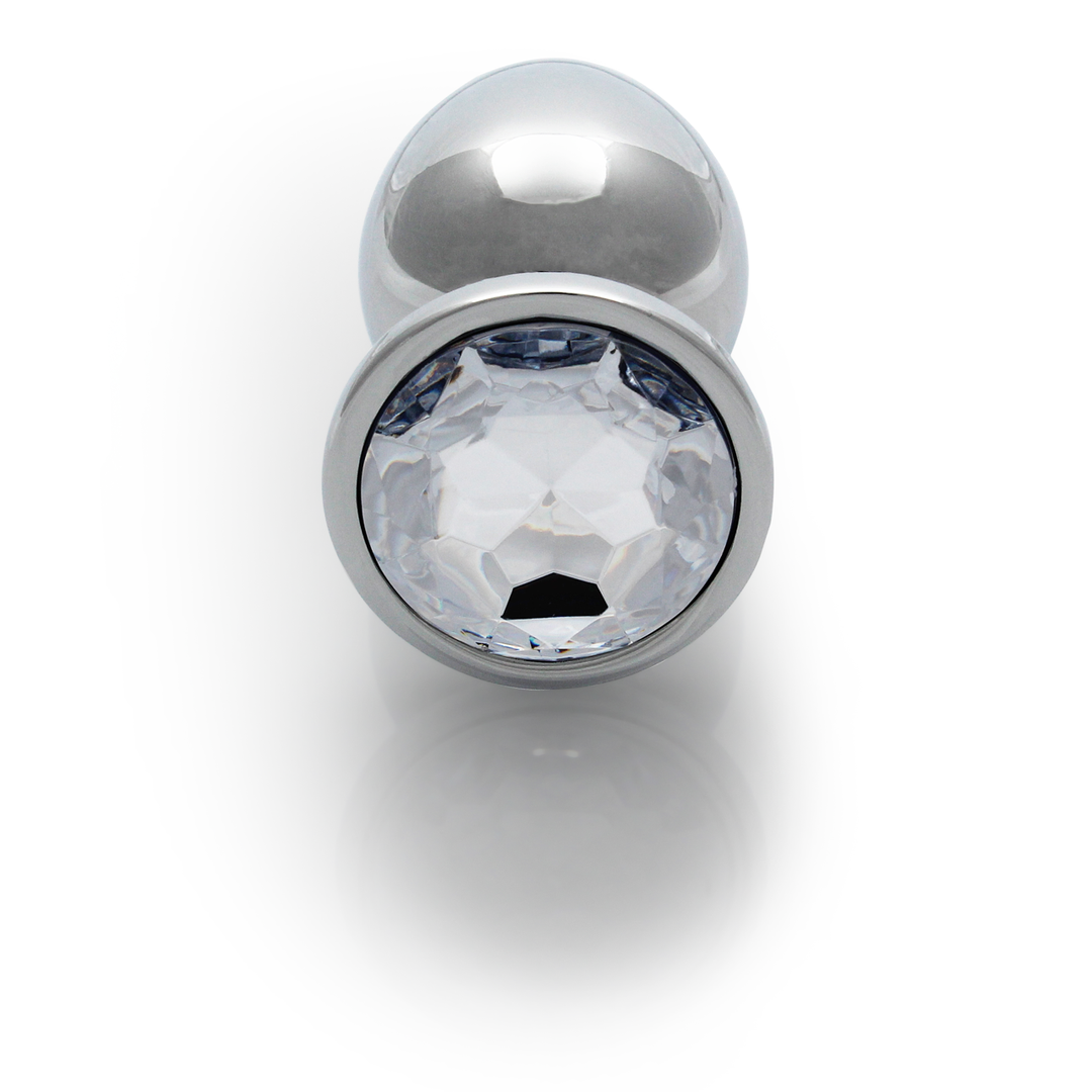 Ouch! by shots Ronde Gem Butt Plug - Medium - Zilver/Diamant (8714273533630)
