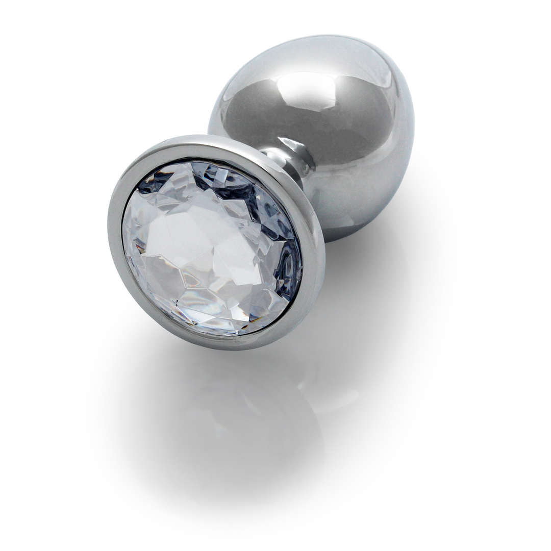 Ouch! by shots Ronde Gem Butt Plug - Medium - Zilver/Diamant (8714273533630)