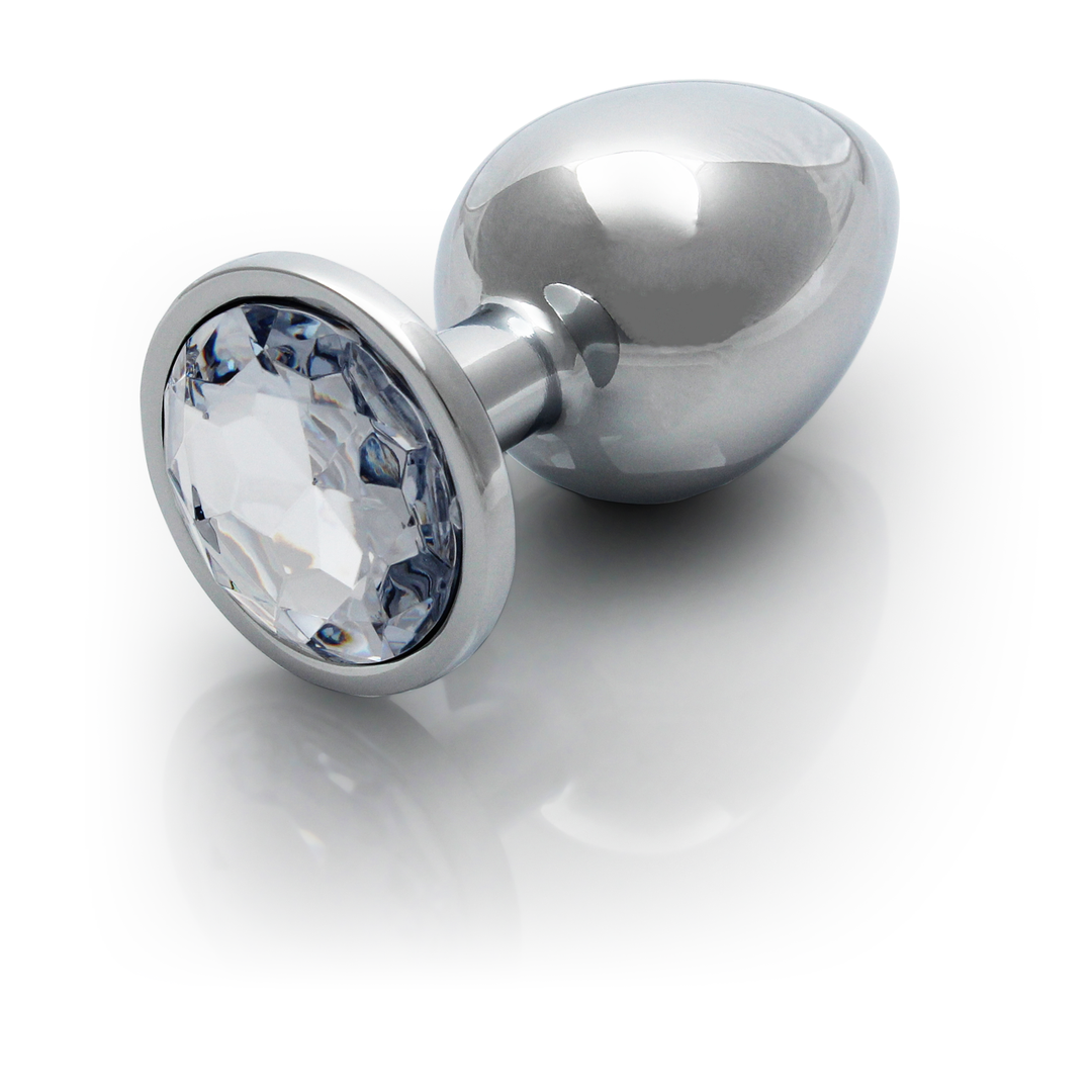 Ouch! by shots Ronde Gem Butt Plug - Medium - Zilver/Diamant (8714273533630)