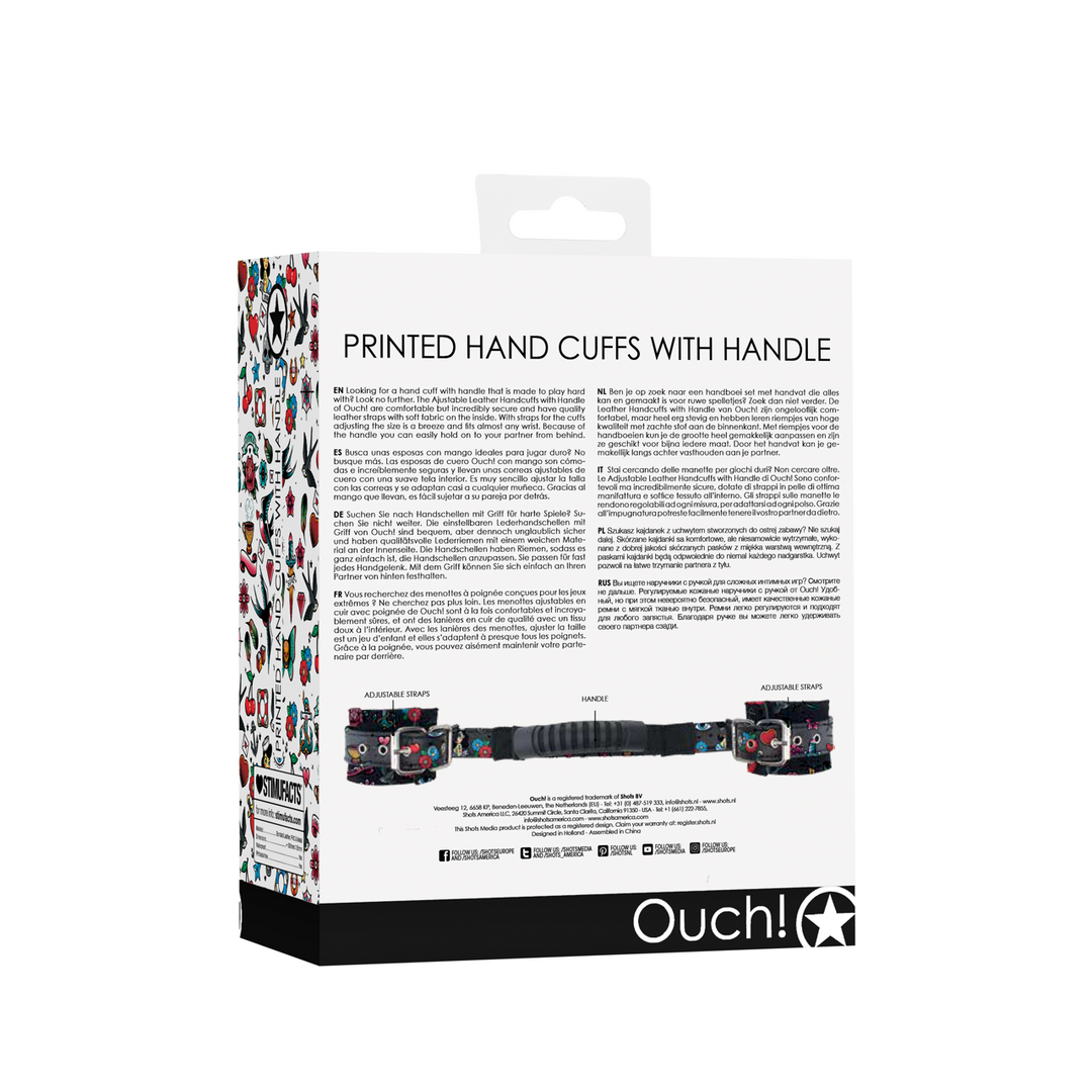 Ouch! by shots Geprinte Handboeien met Handvat (8714273491671)