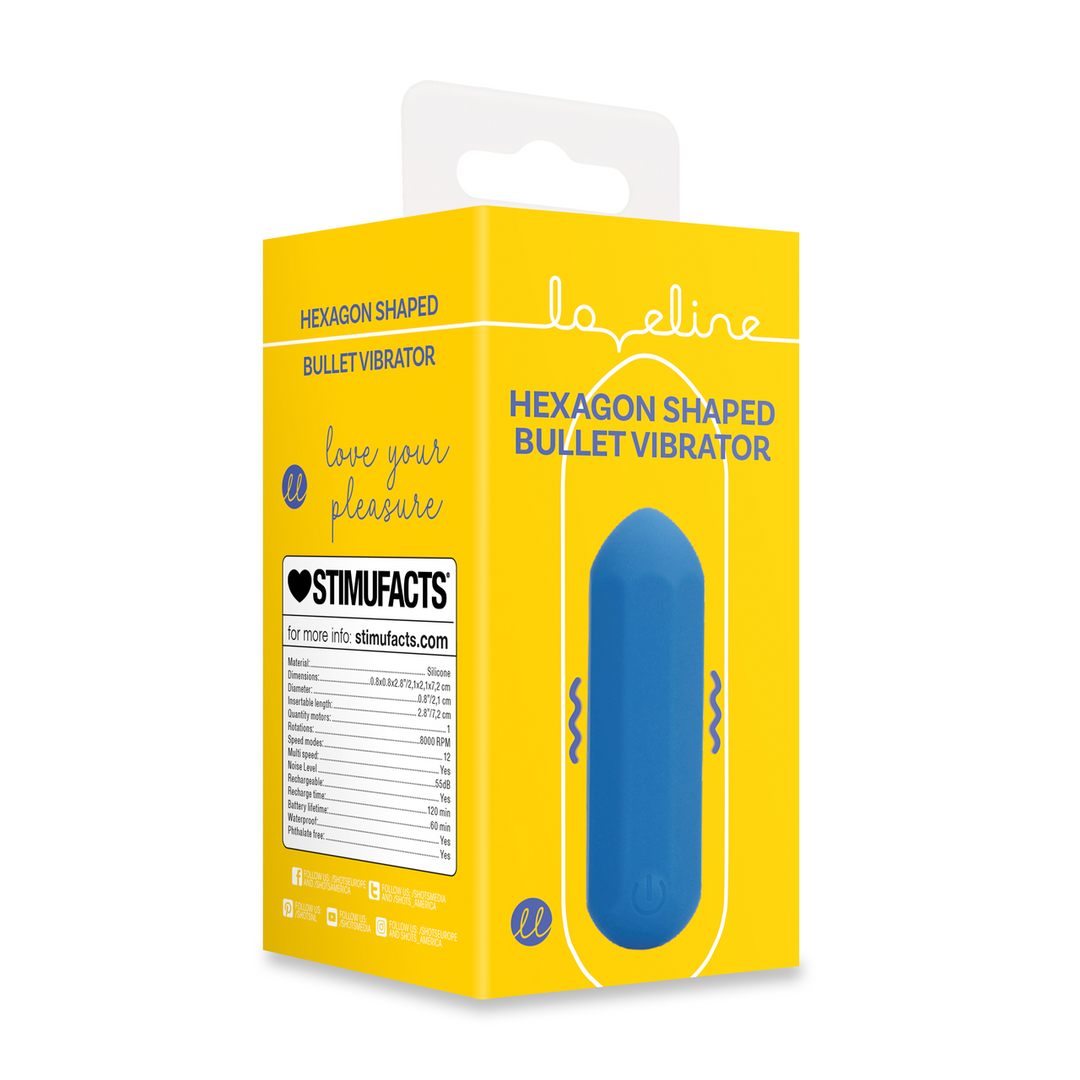 Loveline by shots Hexagon Vorm Bullet Vibrator - Jetset Blauw (8714273044822)