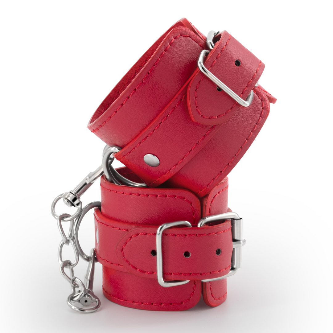 Crushious Bondage Love - Leren Handboeien - Rood (799632355045)
