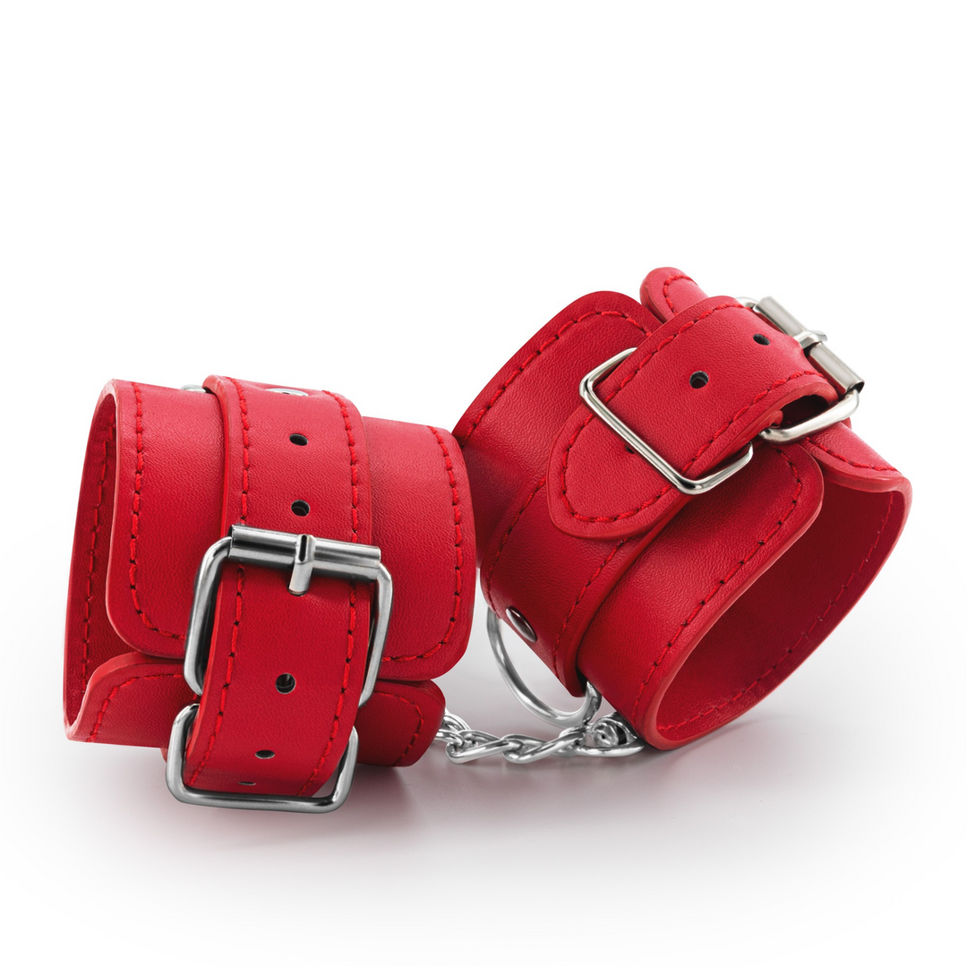 Crushious Bondage Love - Leren Handboeien - Rood (799632355045)