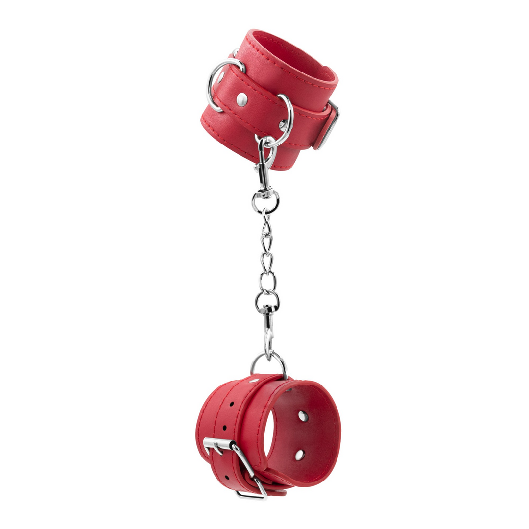 Crushious Bondage Love - Leren Handboeien - Rood (799632355045)