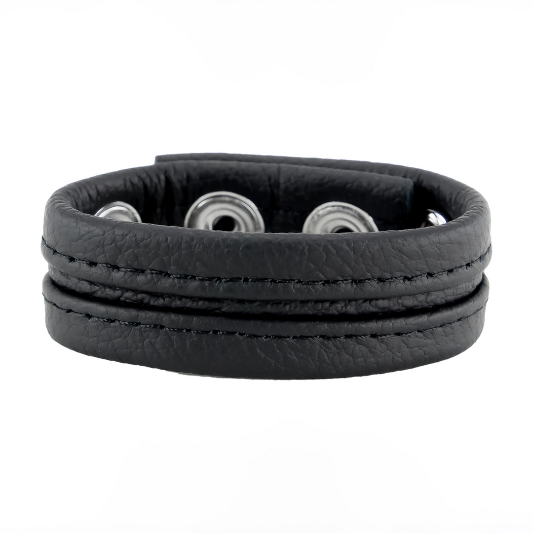 Red leather Verstelbare Leren Cockring - Zwart (3662811230655)