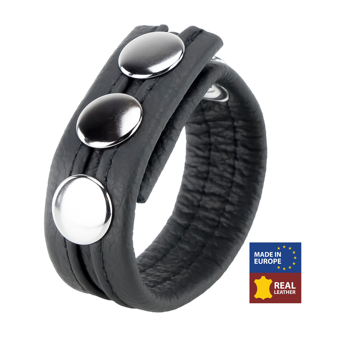 Red leather Verstelbare Leren Cockring - Zwart (3662811230655)
