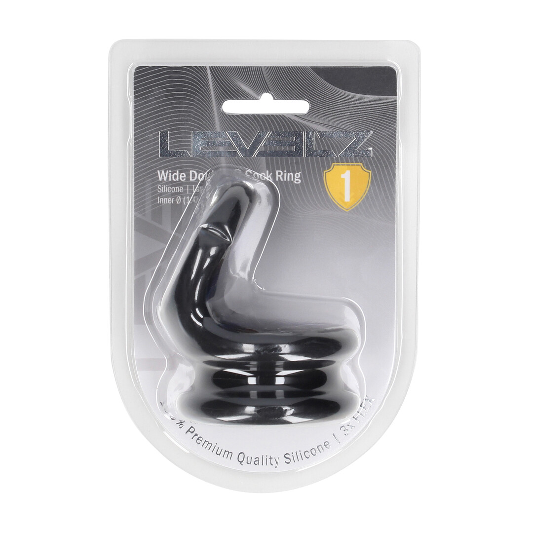 Levelz by shots Brede Dubbele O Siliconen Cockring - L - Zwart (8714273063489)