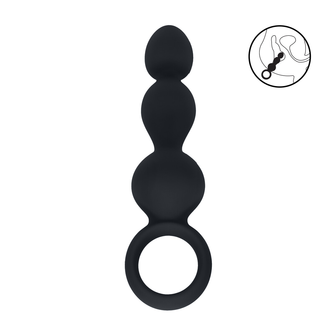 Levelz by shots Kralen Silikon Anale Probe met Lus - Zwart (8714273066695)