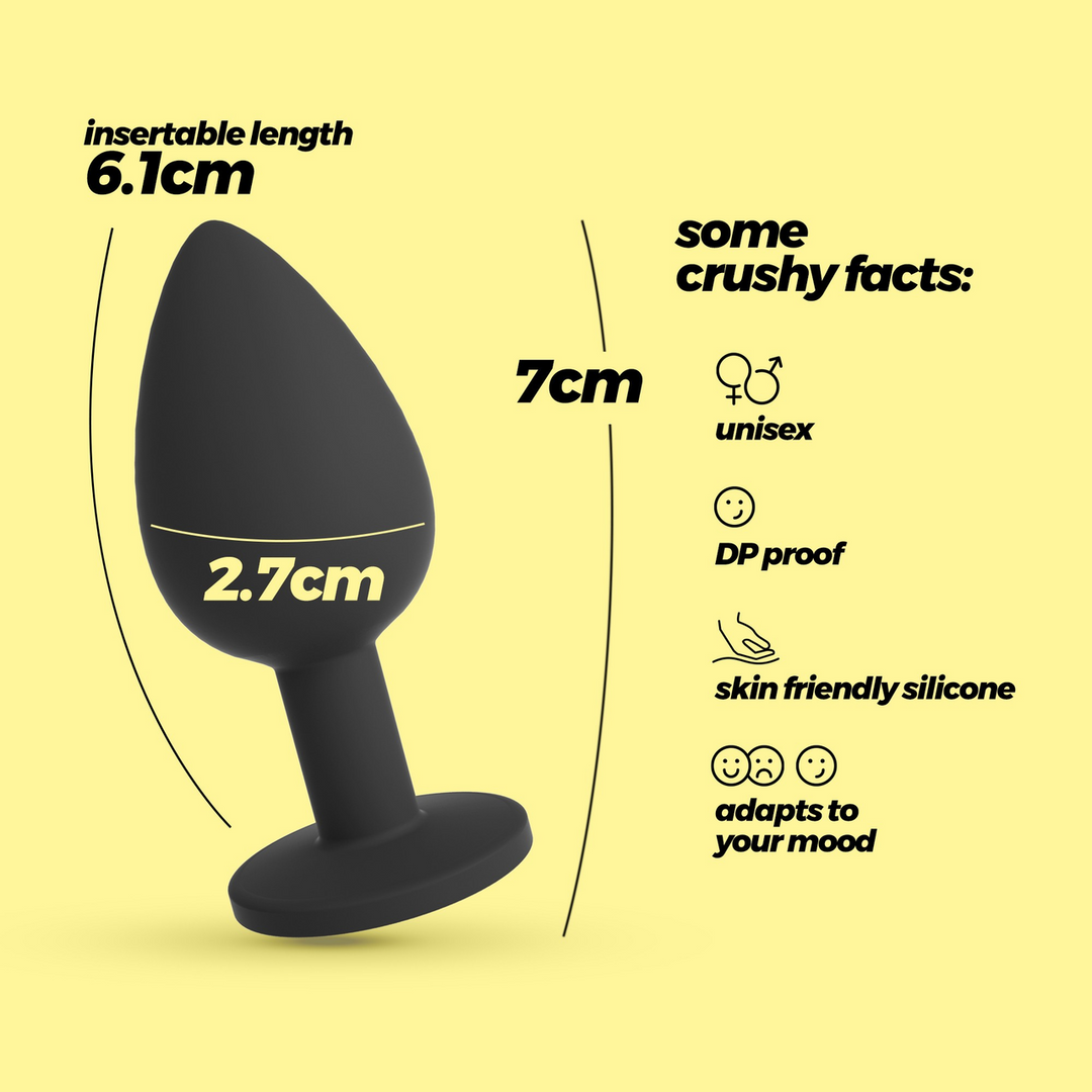 Crushious Camileo - Anale Plug met Vier Verwisselbare Edelstenen - Klein - Zwart (7403254158566)