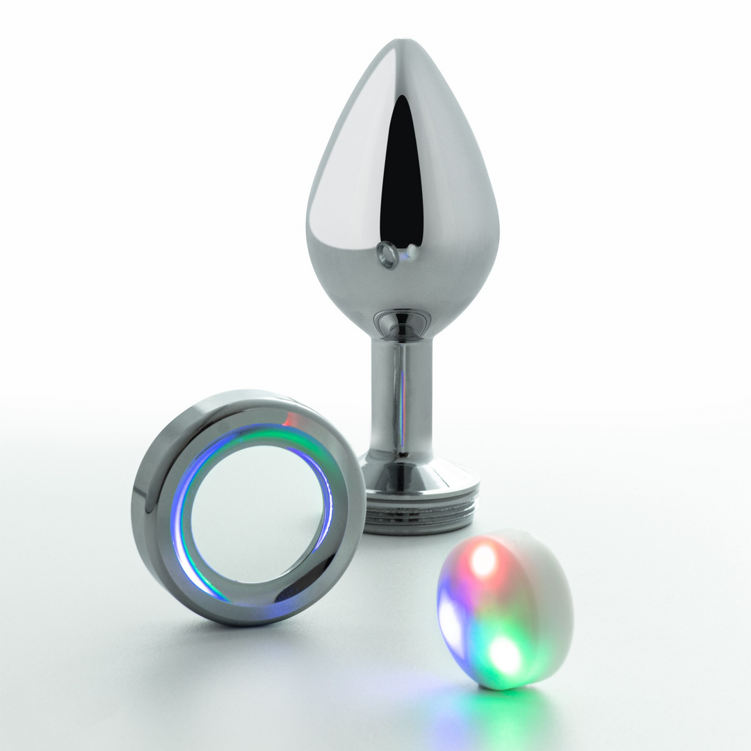 Crushious Borealis - Metalen Anale Plug met LED RGB - Klein - Zilver (7403254158528)