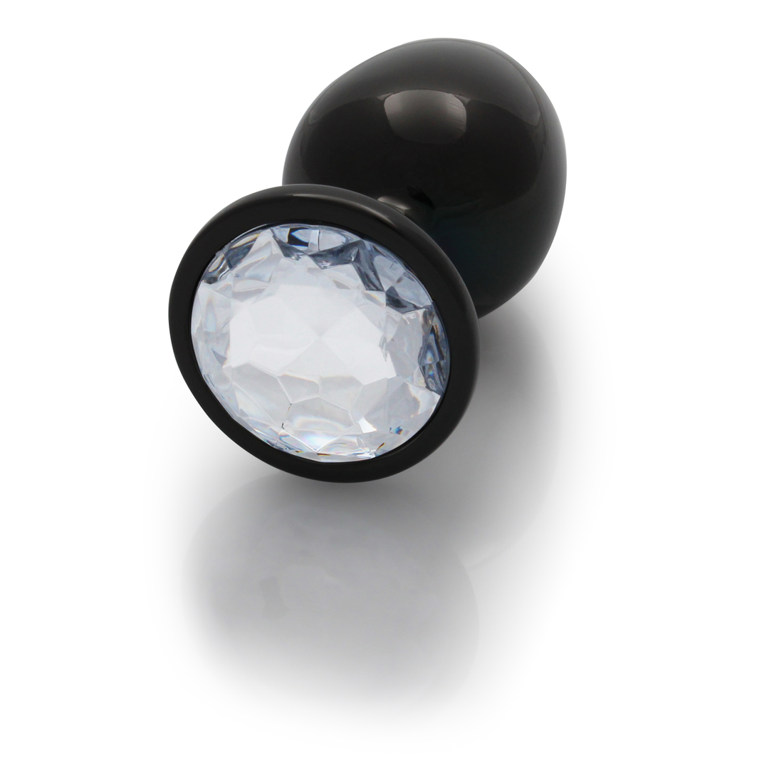 Ouch! by shots Ronde Edelsteen Butt Plug - Groot - Gunmetal/Diamant (8714273493279)