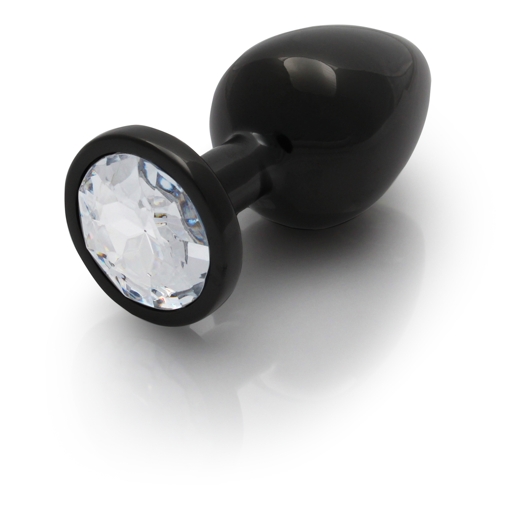 Ouch! by shots Ronde Edelsteen Butt Plug - Groot - Gunmetal/Diamant (8714273493279)