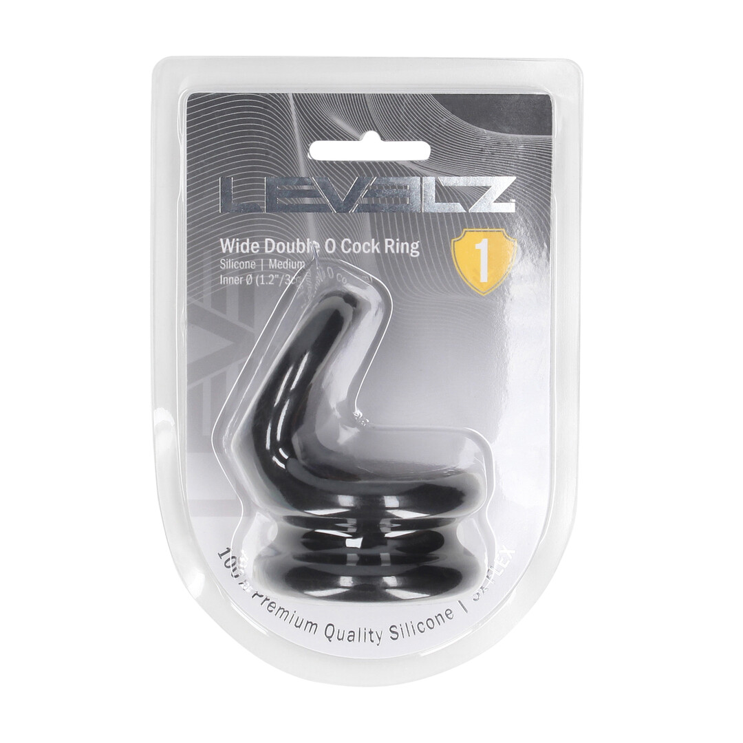 Levelz by shots Brede Dubbele O Siliconen Cockring - M - Zwart (8714273063465)