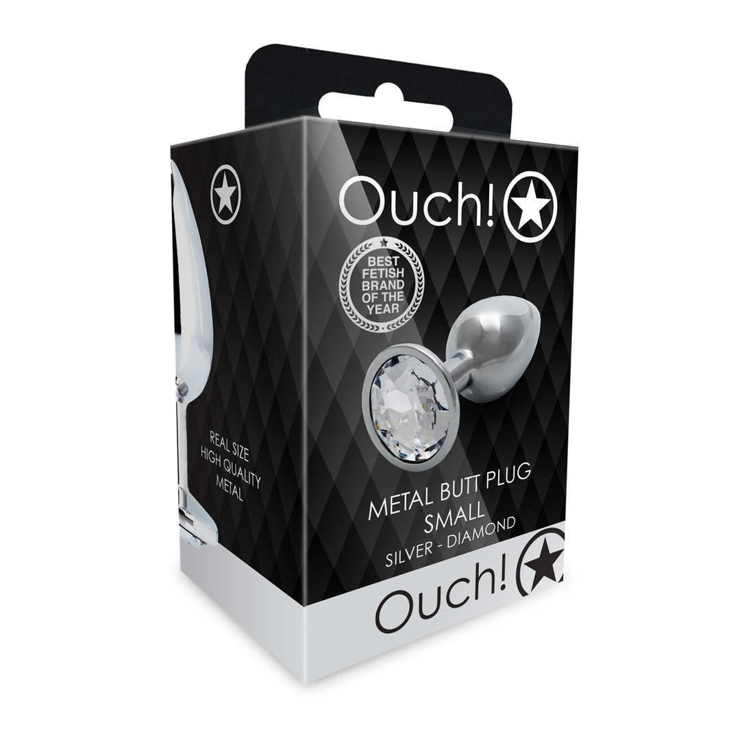 Ouch! by shots Ronde Edelsteen Anale Plug - Klein - Zilver/Diamant (8714273533623)