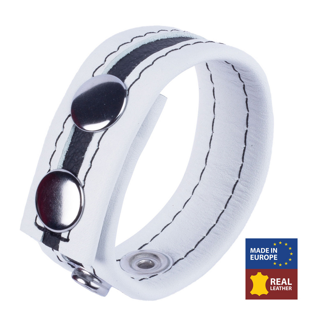Red leather Tippy - Leren Cockring - Wit (3662811297092)