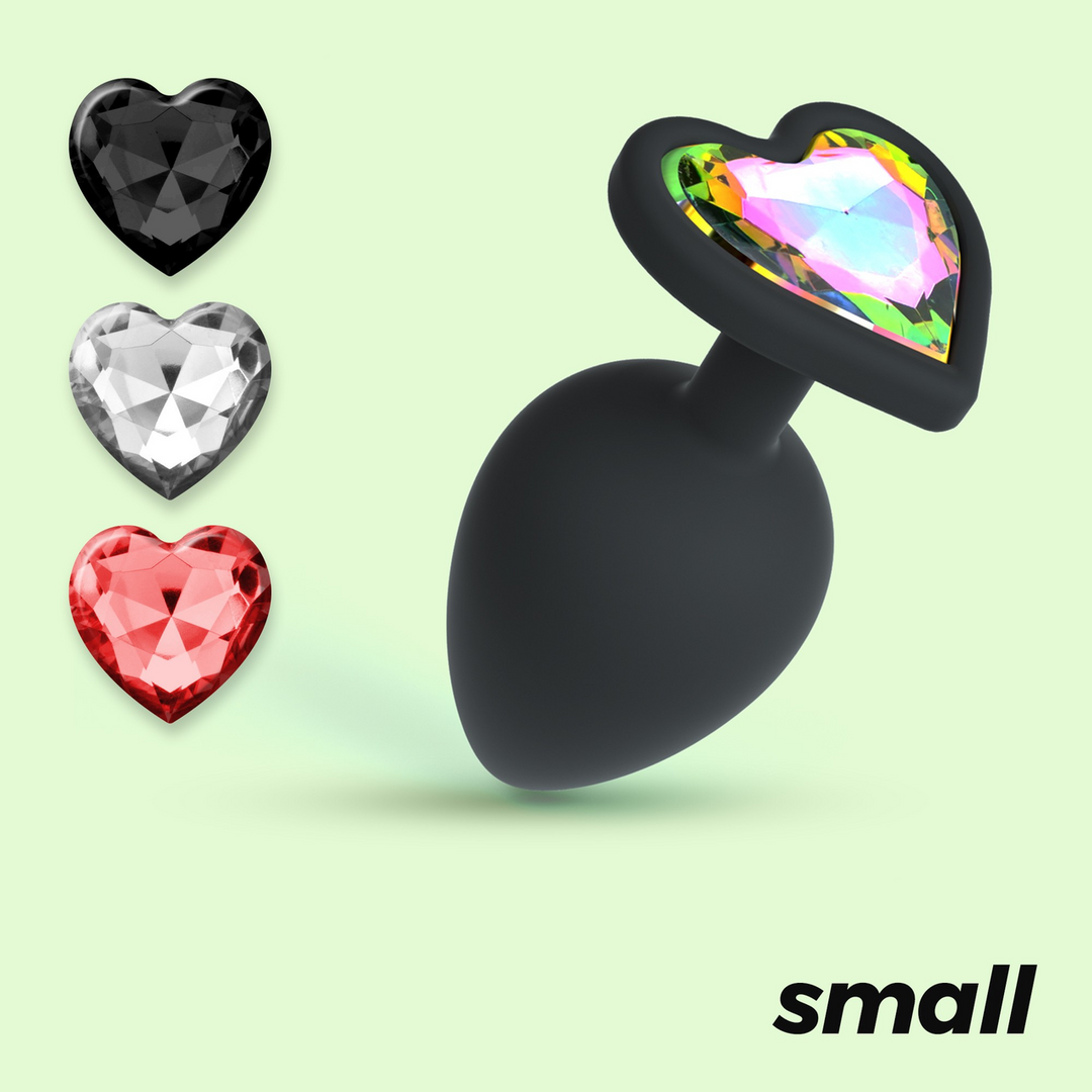 Crushious Cuore - Anale Plug met Vier Verwisselbare Edelstenen - Klein - Zwart (7403254158467)