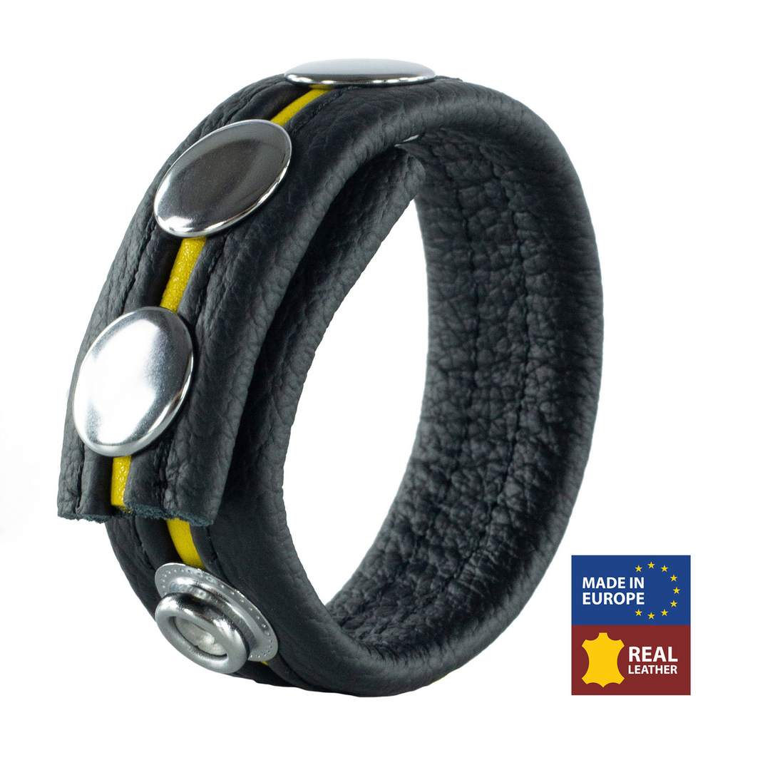 Red leather Verstelbare Leren Cockring - Geel (3662811230686)