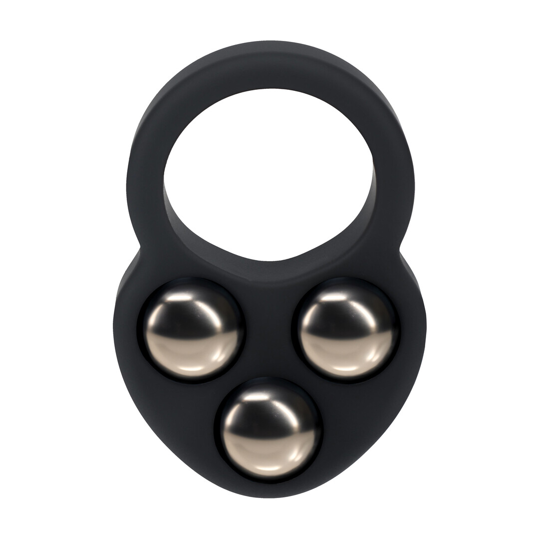 Levelz by shots Vloeibare Siliconen Drievoudig Gewogen Bal Cockring - Zwart (8714273063953)