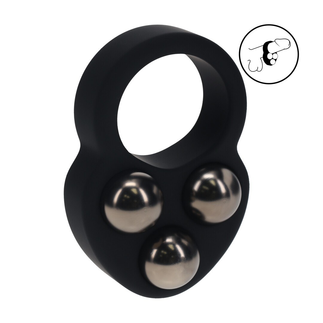 Levelz by shots Vloeibare Siliconen Drievoudig Gewogen Bal Cockring - Zwart (8714273063953)