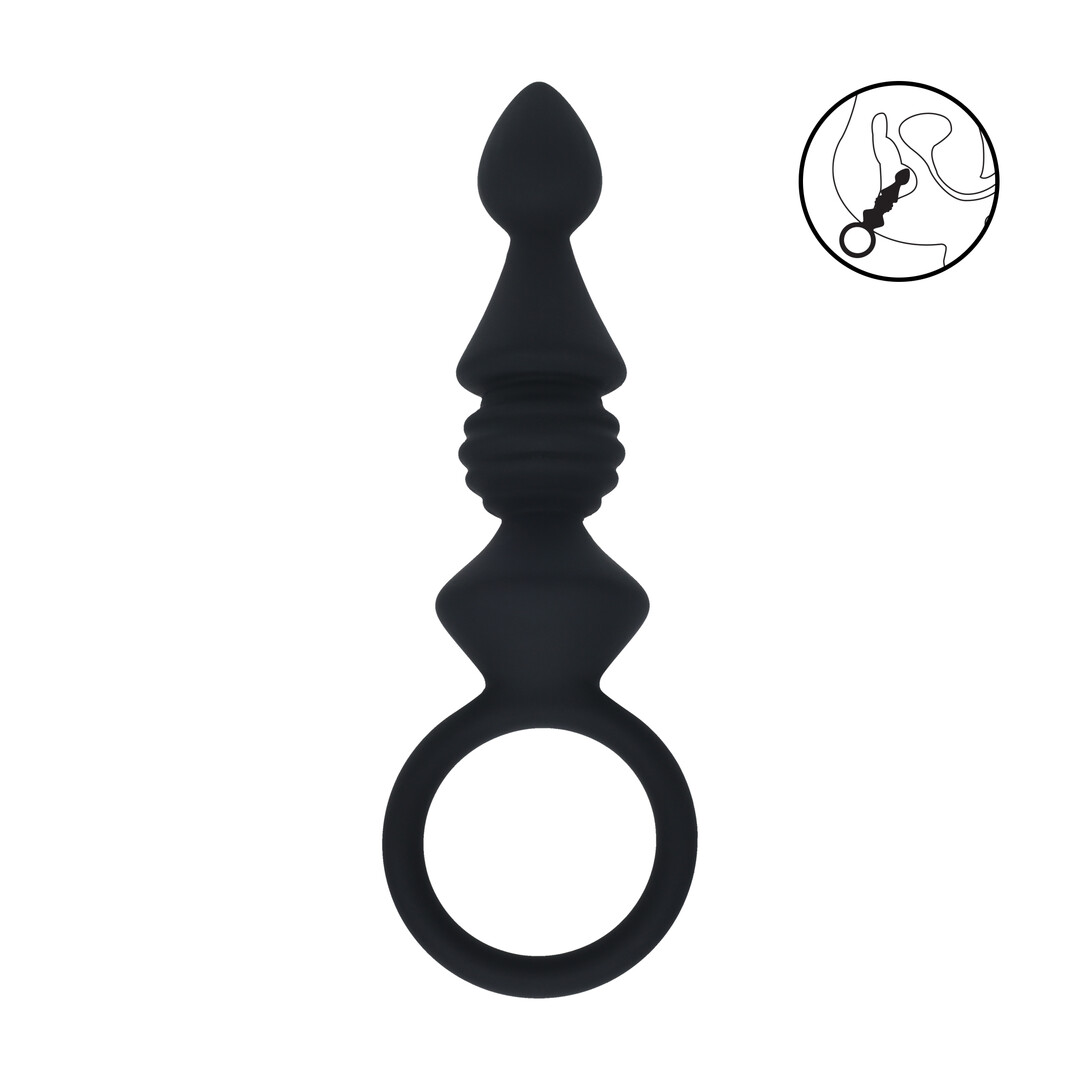 Levelz by shots Geribbelde Siliconen Anale Probe met Lus - Zwart (8714273066640)