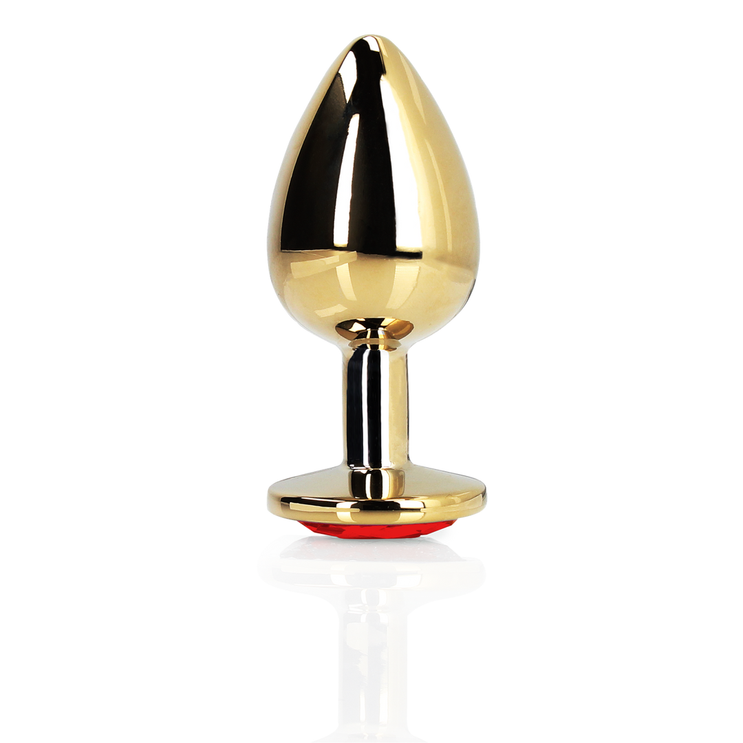 Ouch! by shots Hartje Gem Buttplug - Medium - Goud/Ruby Rood (8714273492999)