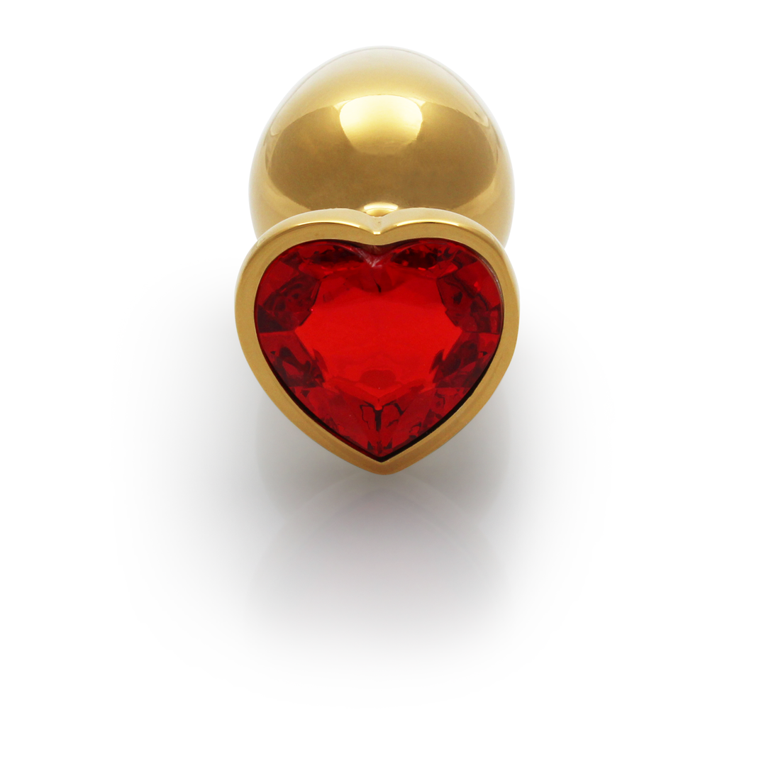 Ouch! by shots Hartje Gem Buttplug - Medium - Goud/Ruby Rood (8714273492999)