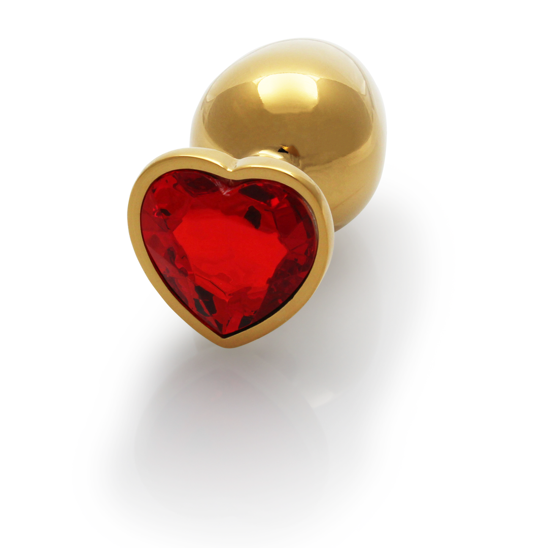 Ouch! by shots Hartje Gem Buttplug - Medium - Goud/Ruby Rood (8714273492999)