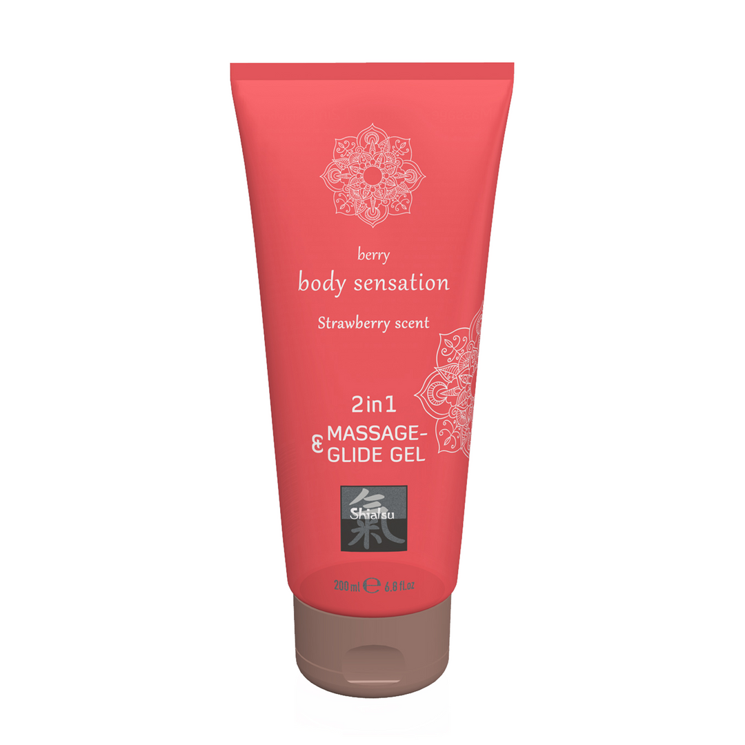 Hot 2 in 1 Massage en Glide Gel - Aardbei - 7 fl oz / 200 ml (4042342004991)