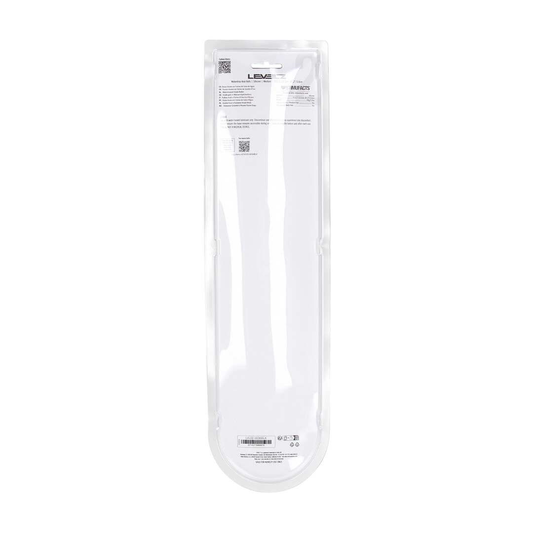 Levelz by shots Waterdrop Siliconen Anale Ballen - M - 30mm - Zwart (8714273066879)